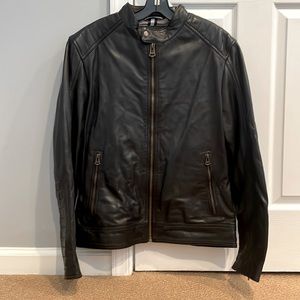 Cole Haan Leather Bomber Jacket
